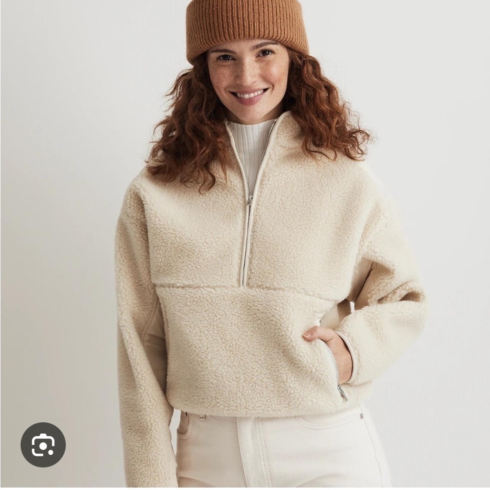 Madewell Half Zip Mockneck Pullover Sherpa Fleece